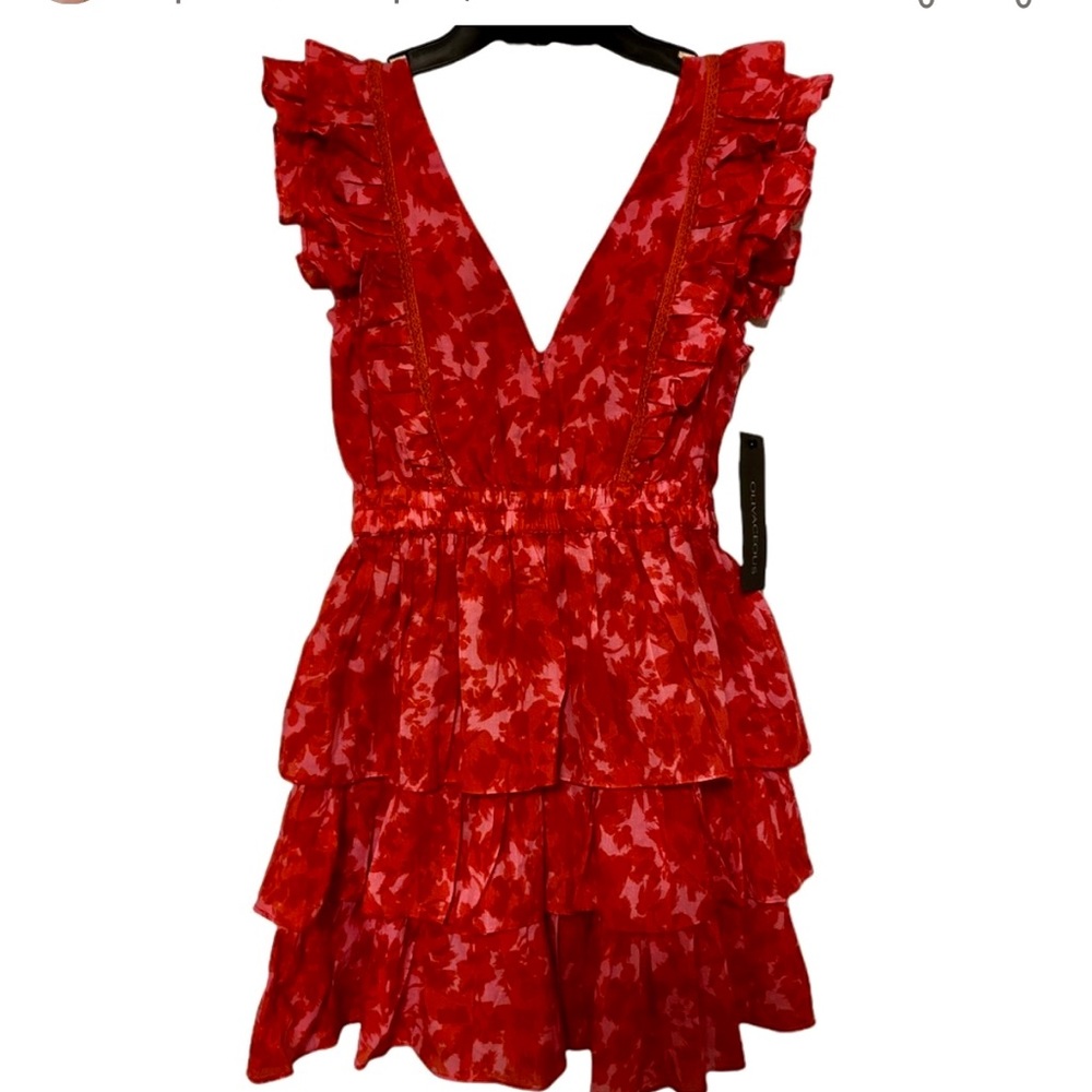 ISO Olivaceous Red Pink Ruffle Dress